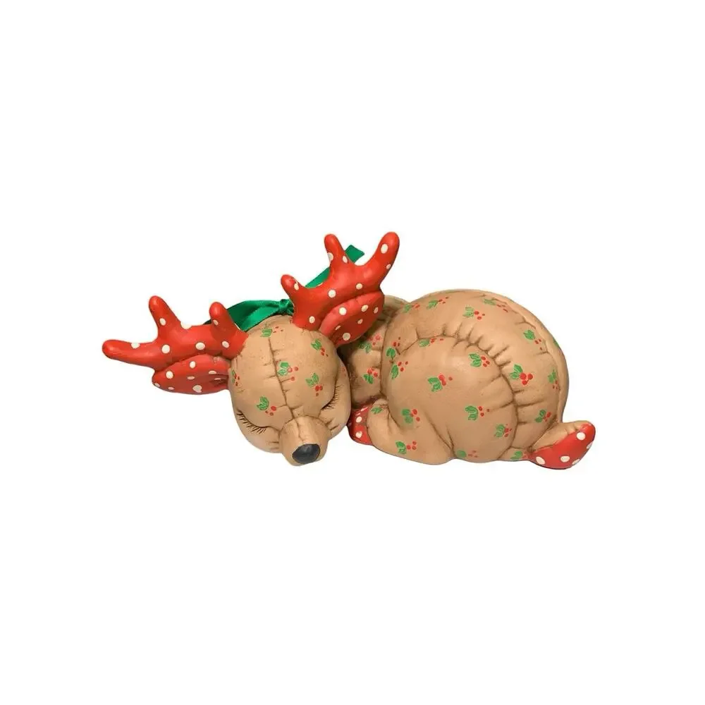 VTG 1980s Ceramic Quilted Reindeer Kimple‎ Figurine Sleeping Deer Christmas